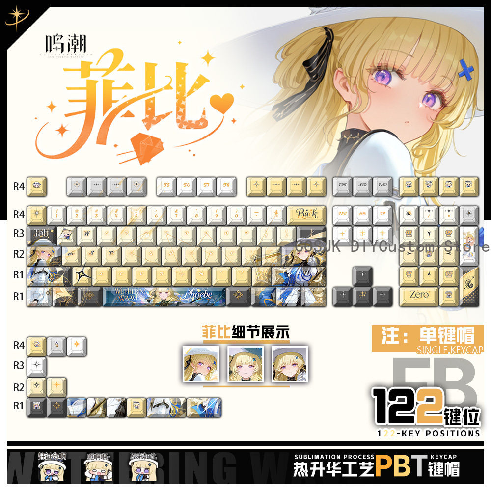 Gaming Accessories Gamestop - 122 Teclas Anime Phoebe Wuthering Waves