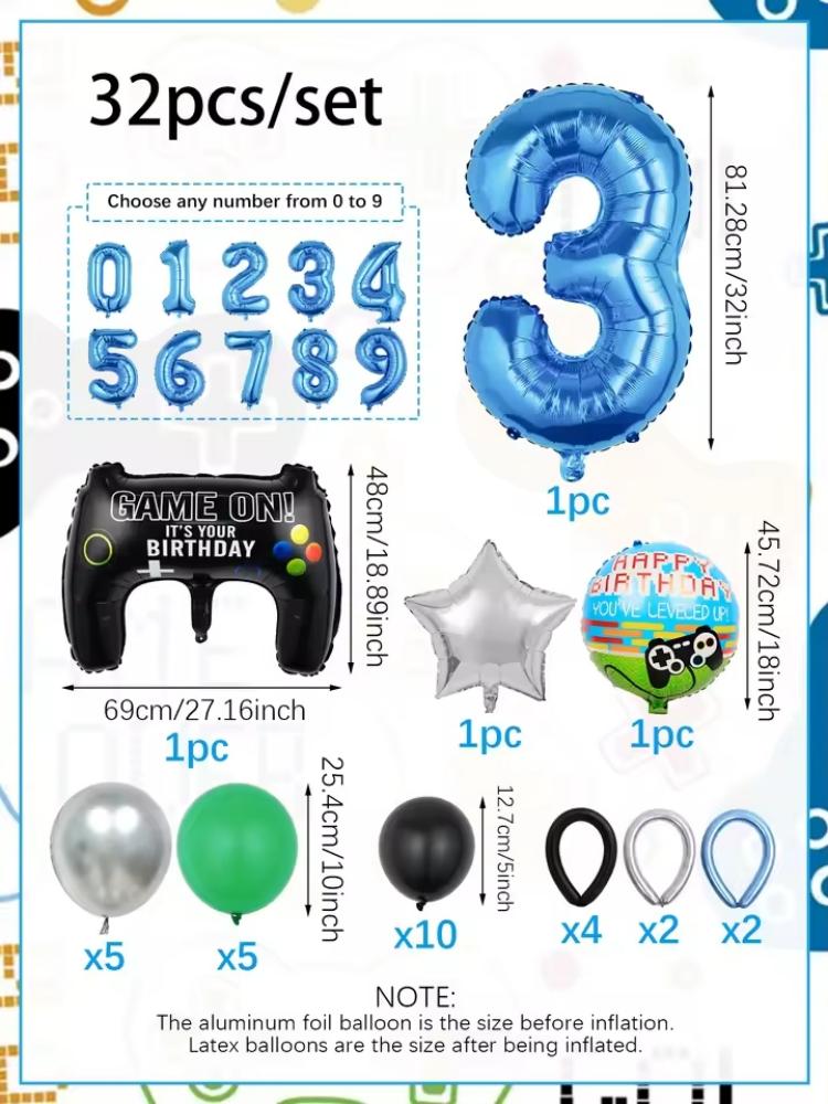 Kit de 32 Globos con Temática  - Gaming Accessories Boys reseña y precio